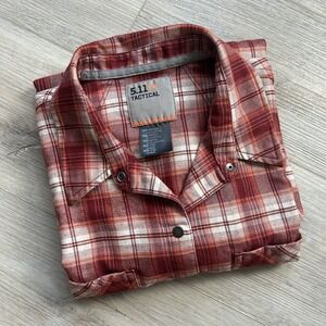 5.11 Tactical Women's Long‎ Sleeve Red Plaid Snap Button Up Shirt Flannel Medium